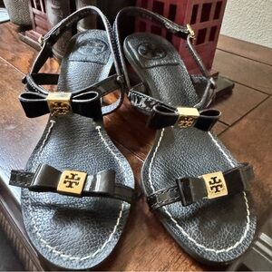 👡SALE “Tory Burch” Black High Heels Sandals with Bows, Made in Brazil 5M